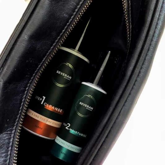 Severan Skincare, Skincare for men, mens skincare, Step 1 cleanse, step 2 moisturise